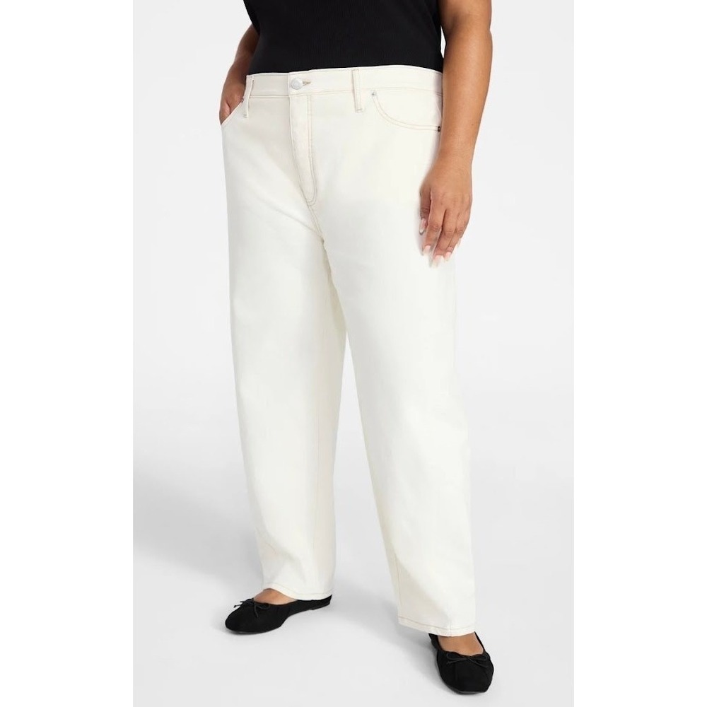 Terra & Sky Womens Plus High Rise Barrel Jeans White Gianna Wash 24W 28 Inseam